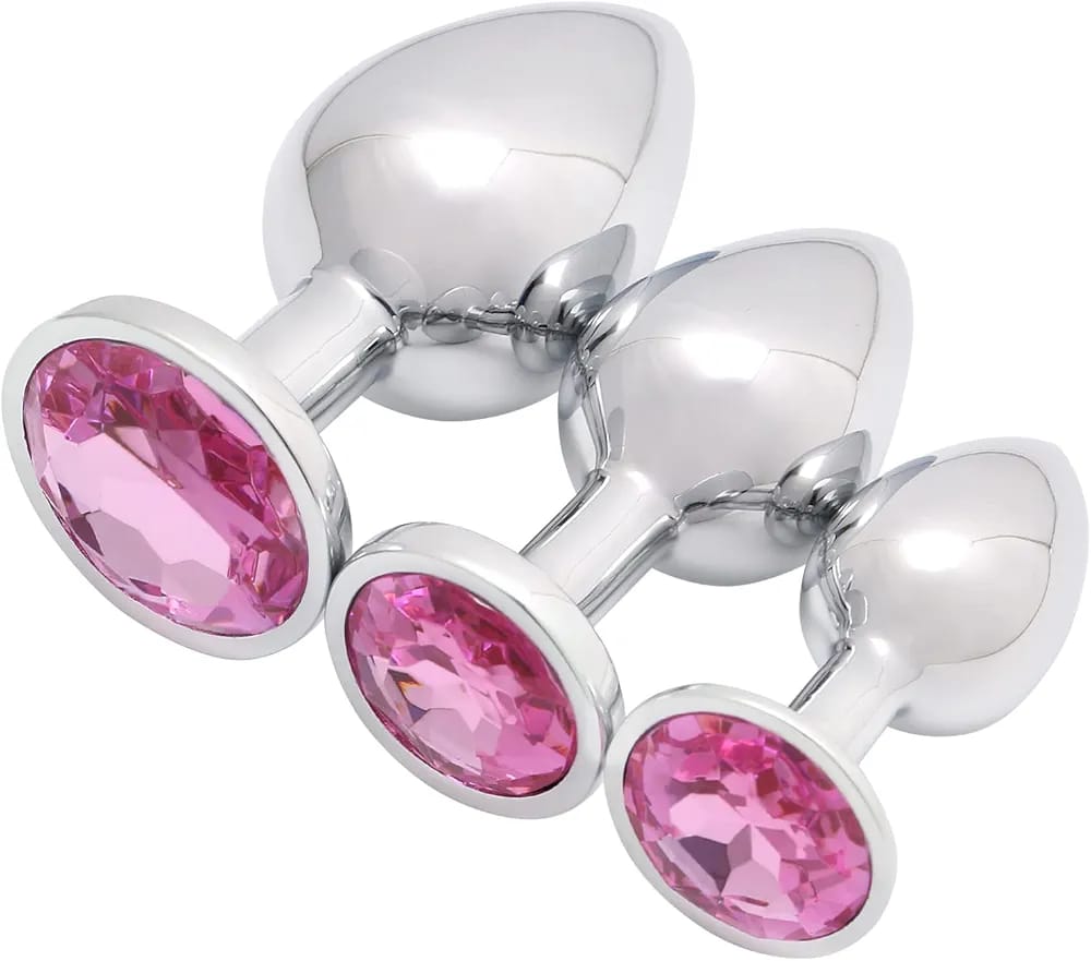 Rose Crystal Stainless Steel Plug Set